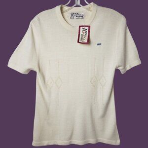 Anna Rossi Womens Knit Top W/Diamond Embroidery Detail White Off Medium